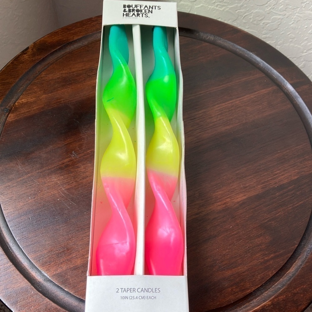 Pink and Green Gradient Taper Candles Accents